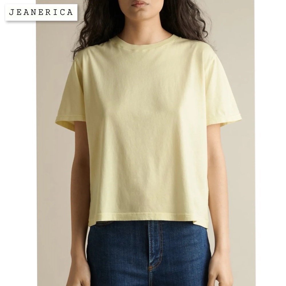 JEANERICA Luz 200 Heavy T-shirt Pale yellow XS Women's Boxy Cotton Minimalist